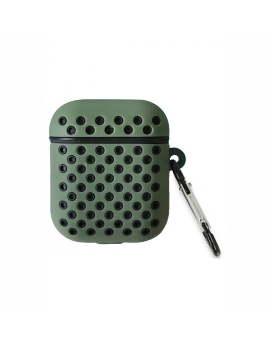 Newface Airpods 2 (2.nesil) Spor Delikli Kılıf - Haki Yeşil-Siyah