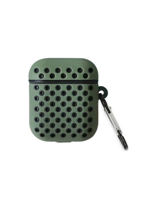 Newface Airpods 2 (2.nesil) Spor Delikli Kılıf - Haki Yeşil-Siyah