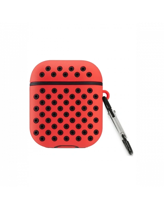 Newface Airpods 2 (2.nesil) Spor Delikli Kılıf - Kırmızı-Siyah