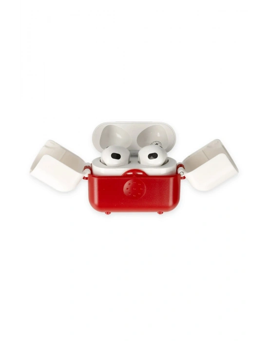 Newface Airpods 3 (3.nesil) Basmalı Kılıf - Kırmızı-Beyaz