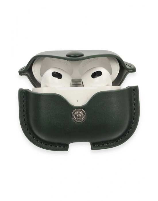 Newface Airpods 3 (3.nesil) Çanta Deri Kılıf - Haki Yeşil