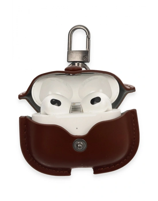 Newface Airpods 3 (3.nesil) Çanta Deri Kılıf - Kahverengi