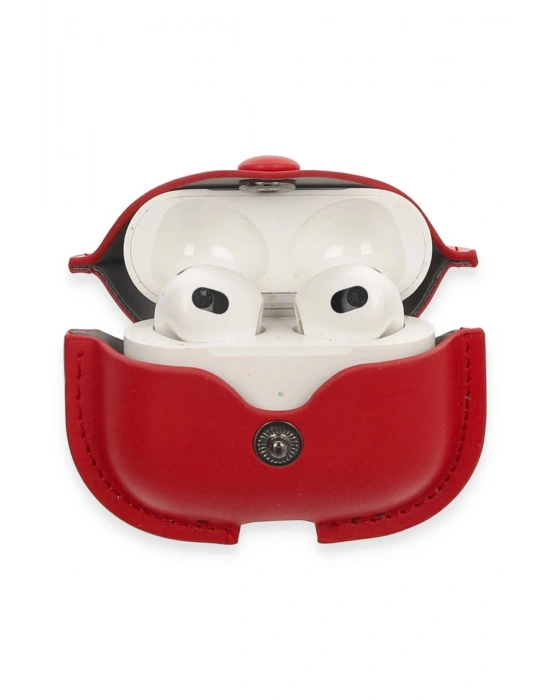 Newface Airpods 3 (3.nesil) Çanta Deri Kılıf - Kırmızı