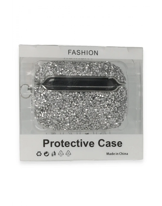 Newface Airpods 3 (3.nesil) Mira Taşlı Kılıf - Gümüş