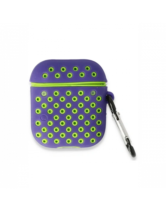 Newface Airpods 3 (3.nesil) Spor Delikli Kılıf - Lila-Yeşil