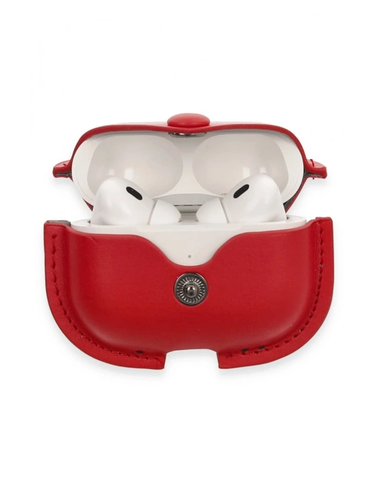 Newface Airpods Pro 2 (2.nesil) Çanta Deri Kılıf - Kırmızı