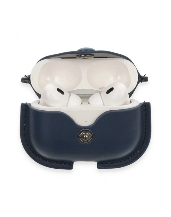 Newface Airpods Pro 2 (2.nesil) Çanta Deri Kılıf - Lacivert