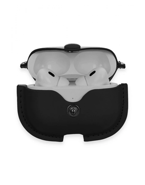 Newface Airpods Pro 2 (2.nesil) Çanta Deri Kılıf - Siyah