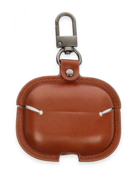 Newface Airpods Pro 2 (2.nesil) Çanta Deri Kılıf - Taba