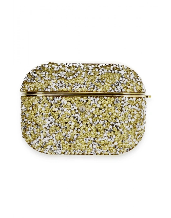 Newface Airpods Pro 2 (2.nesil) Luz Taşlı Kılıf - Gold