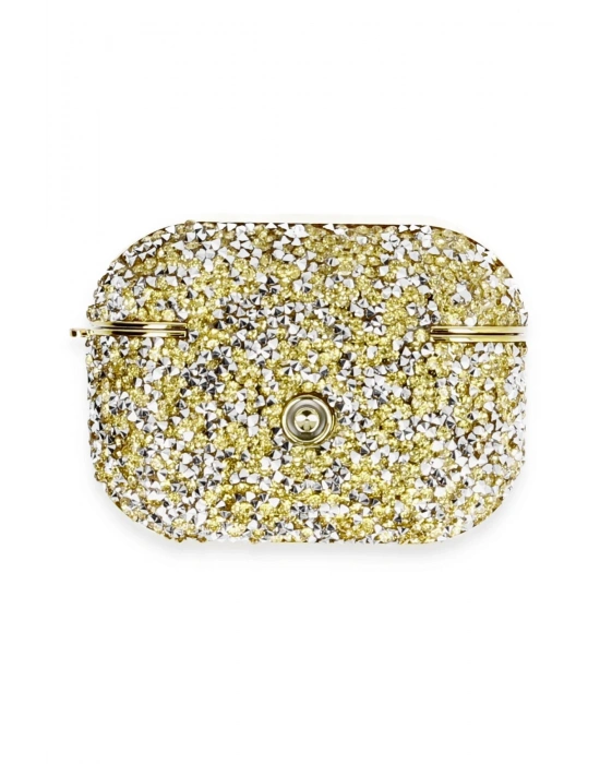 Newface Airpods Pro 2 (2.nesil) Luz Taşlı Kılıf - Gold