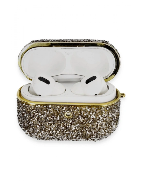 Newface Airpods Pro 2 (2.nesil) Luz Taşlı Kılıf - Siyah