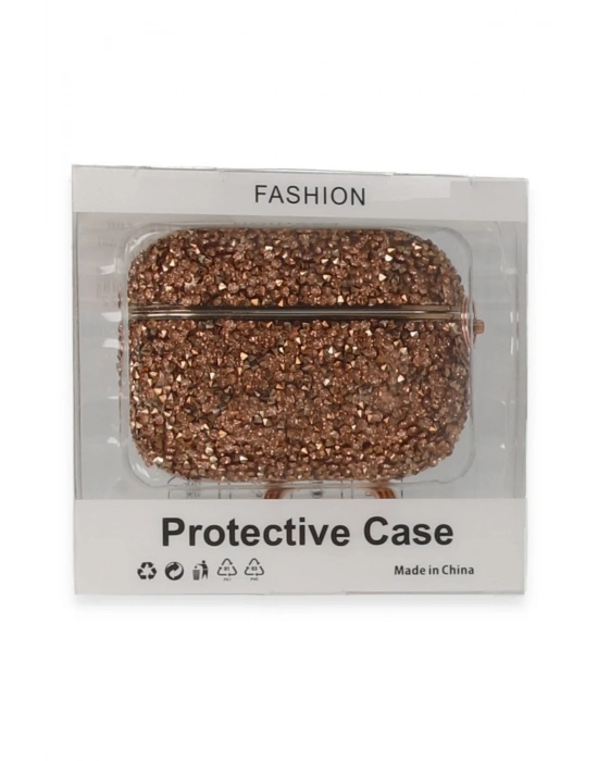 Newface Airpods Pro 2 (2.nesil) Mira Taşlı Kılıf - Rose Gold