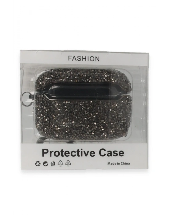 Newface Airpods Pro 2 (2.nesil) Mira Taşlı Kılıf - Siyah