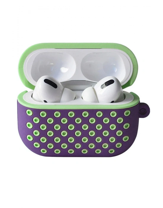Newface Airpods Pro 2 (2.nesil) Spor Delikli Kılıf - Lila-Yeşil