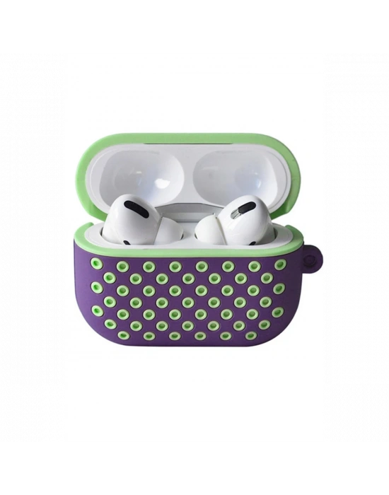 Newface Airpods Pro 2 (2.nesil) Spor Delikli Kılıf - Lila-Yeşil