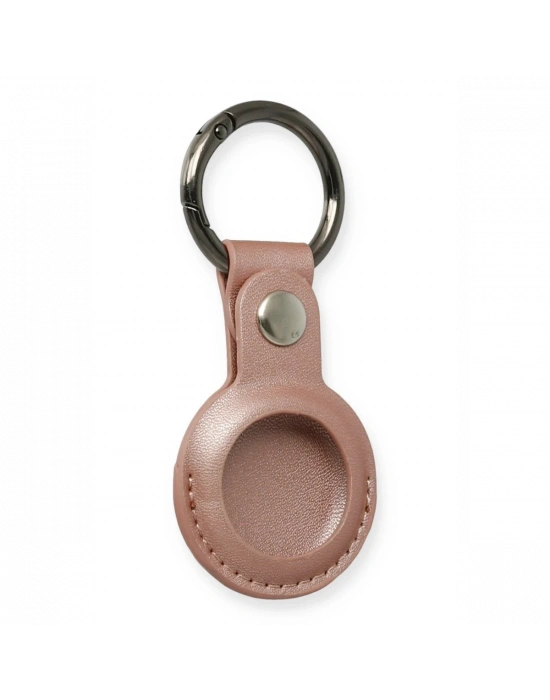 Newface Airtag Anahtarlık Deri Kılıf - Rose Gold