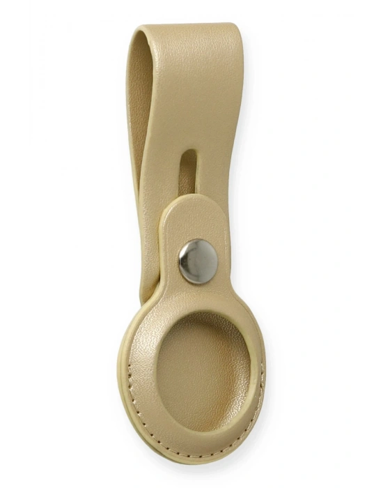 Newface Airtag Askılı Deri Kılıf - Gold