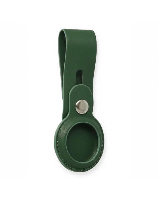 Newface Airtag Askılı Deri Kılıf - Koyu Yeşil