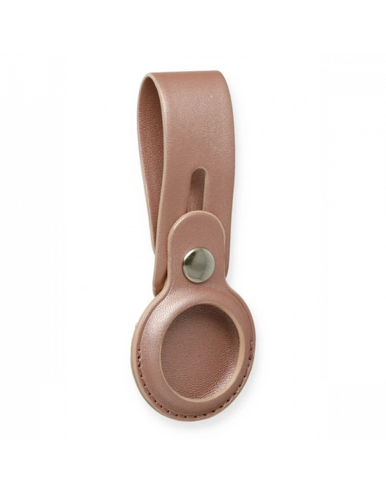 Newface Airtag Askılı Deri Kılıf - Rose Gold