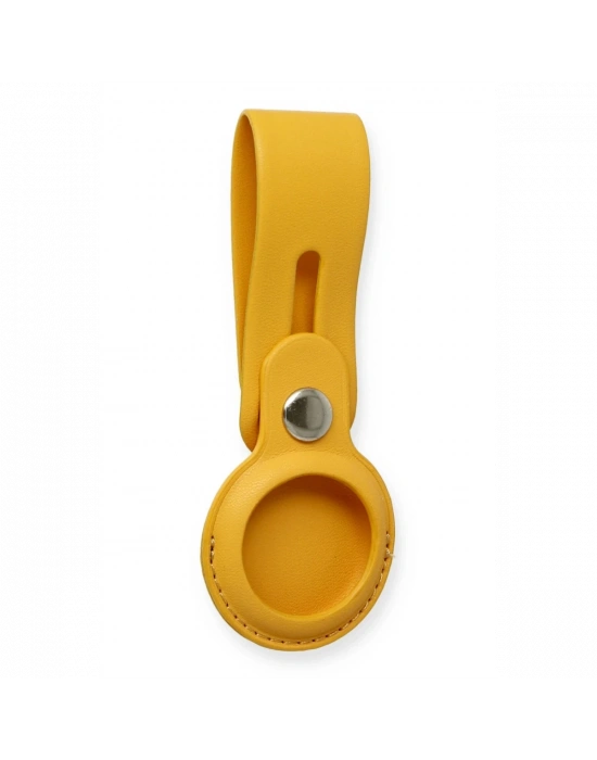 Newface Airtag Askılı Deri Kılıf - Sarı