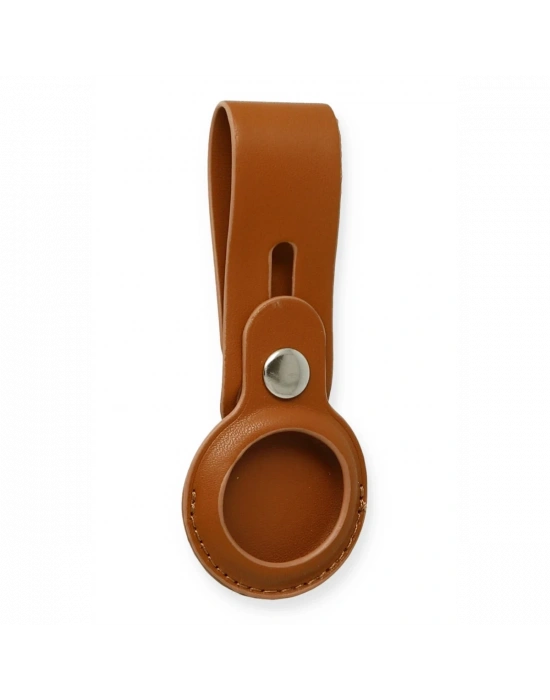 Newface Airtag Askılı Deri Kılıf - Taba