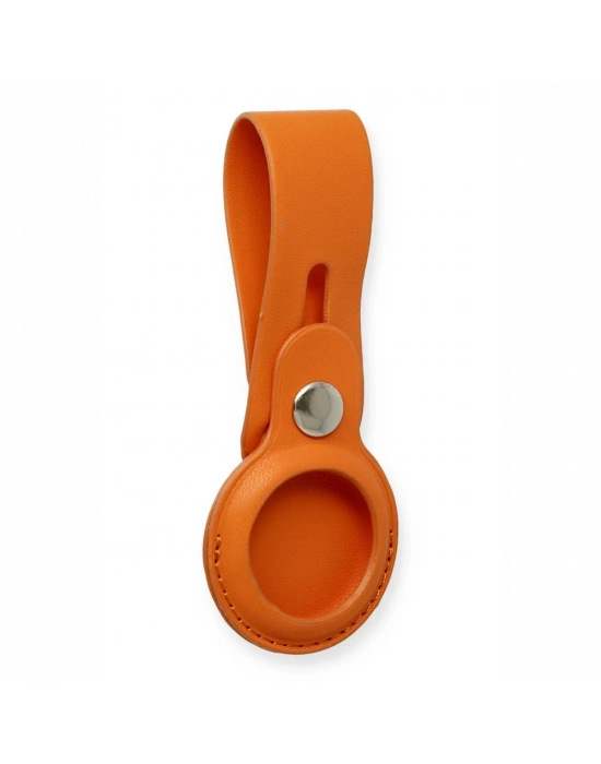 Newface Airtag Askılı Deri Kılıf - Turuncu