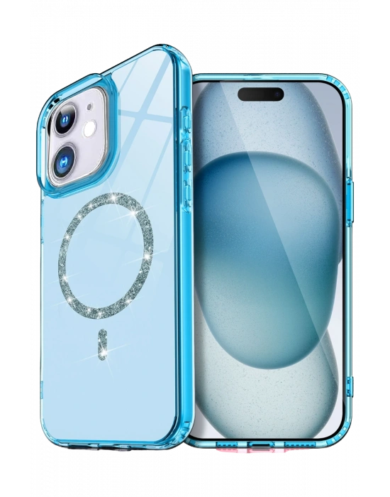 Newface Apple iPhone 11 Live Diamond Magsafe Kapak - Mavi