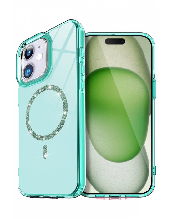 Newface Apple iPhone 11 Live Diamond Magsafe Kapak - Yeşil