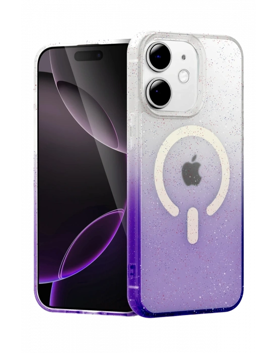 Newface Apple iPhone 11 Pummel Shiny Magsafe Kapak - Mor