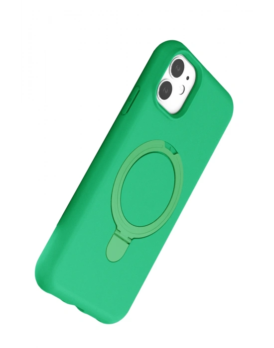 Newface Apple iPhone 11 Regal Magsafe Standlı Kapak - Yeşil