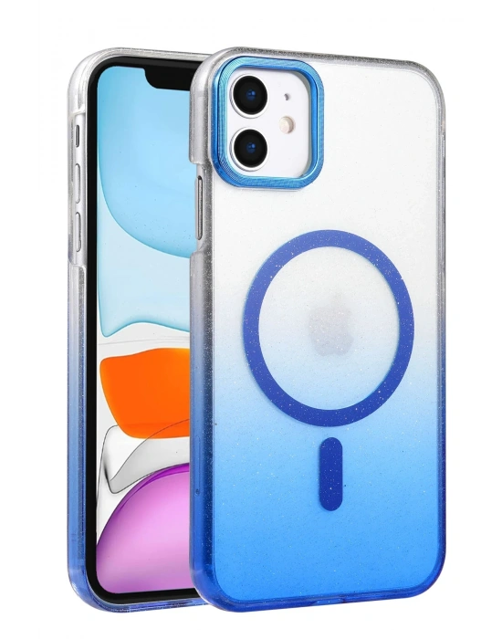 Newface Apple iPhone 12 Glossy Magsafe Kapak - Mavi