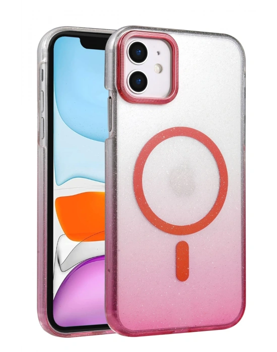 Newface Apple iPhone 12 Glossy Magsafe Kapak - Pembe