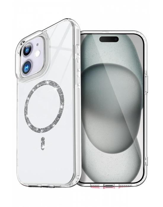 Newface Apple iPhone 12 Live Diamond Magsafe Kapak - Şeffaf