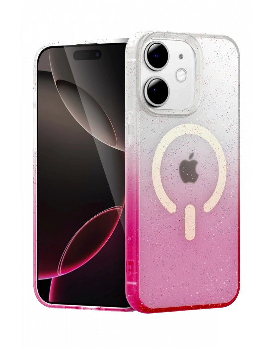 Newface Apple iPhone 12 Pummel Shiny Magsafe Kapak - Pembe