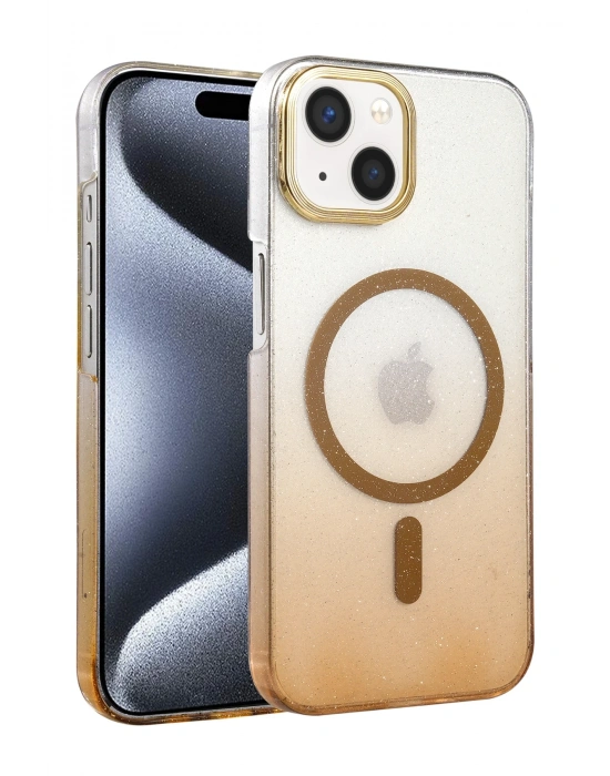 Newface Apple iPhone 14 Glossy Magsafe Kapak - Çöl Titanyum