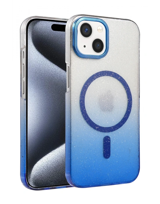 Newface Apple iPhone 14 Glossy Magsafe Kapak - Mavi