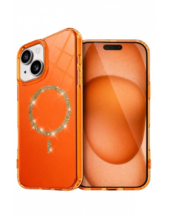 Newface Apple iPhone 14 Live Diamond Magsafe Kapak - Turuncu