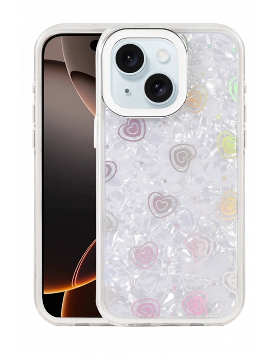 Newface Apple iPhone 14 Lumi Desenli Kapak - Beyaz