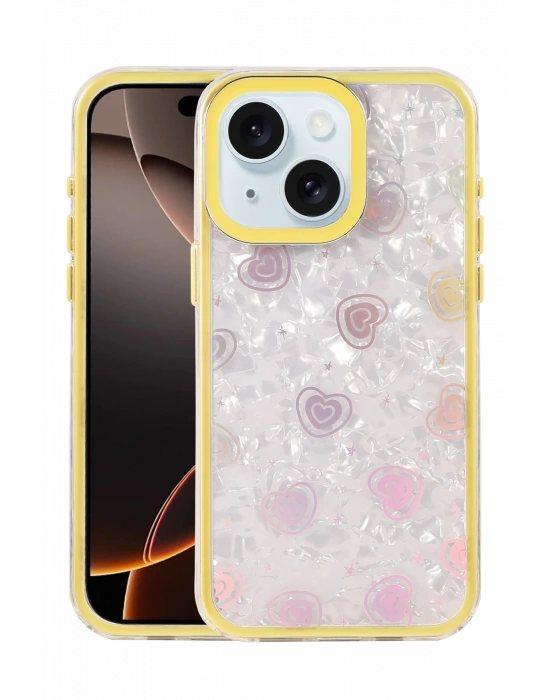 Newface Apple iPhone 14 Lumi Desenli Kapak - Sarı