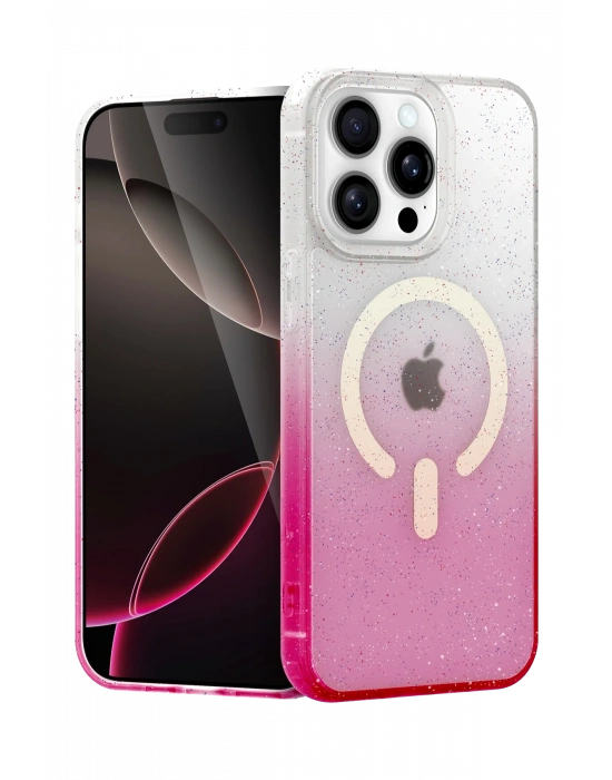 Newface Apple iPhone 14 Pro Max Pummel Shiny Magsafe Kapak - Pembe