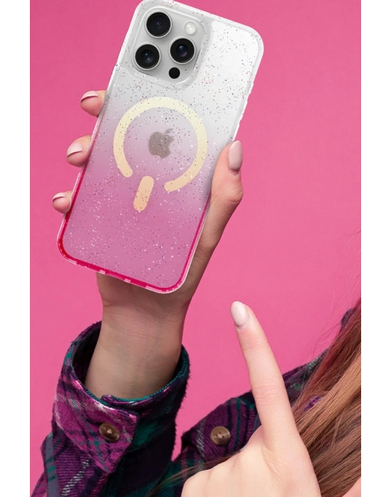 Newface Apple iPhone 14 Pro Max Pummel Shiny Magsafe Kapak - Pembe