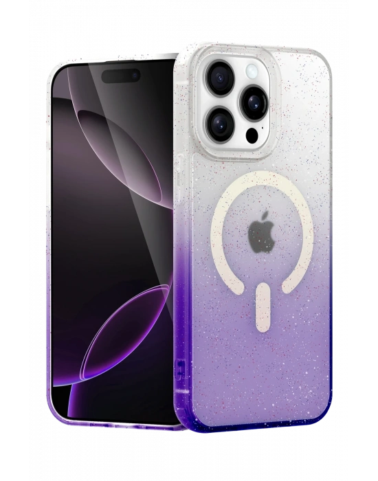 Newface Apple iPhone 14 Pro Pummel Shiny Magsafe Kapak - Mor