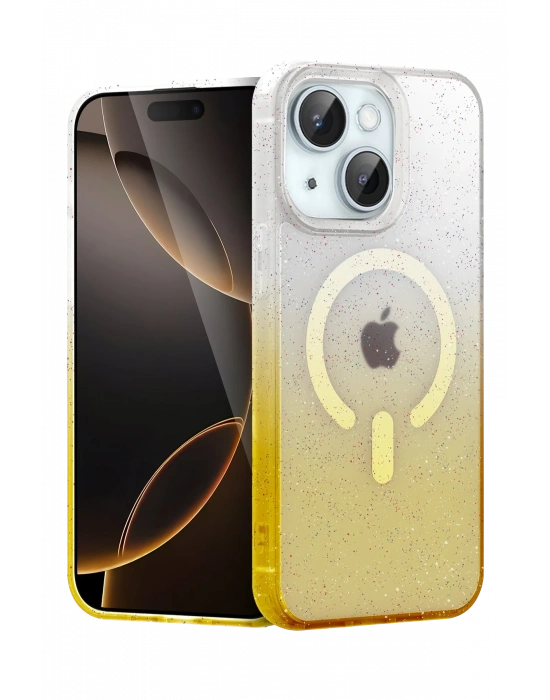 Newface Apple iPhone 14 Pummel Shiny Magsafe Kapak - Gold