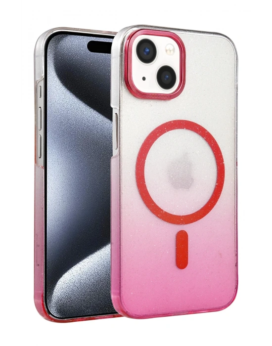 Newface Apple iPhone 15 Glossy Magsafe Kapak - Pembe