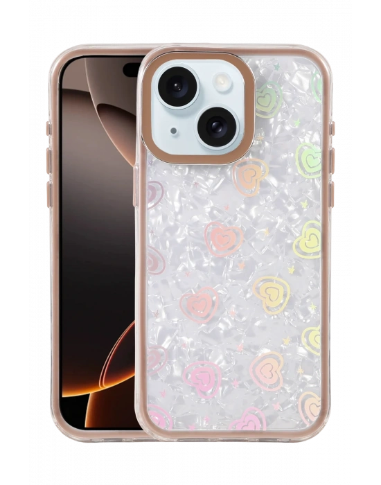 Newface Apple iPhone 15 Lumi Desenli Kapak - Çöl Titanyum