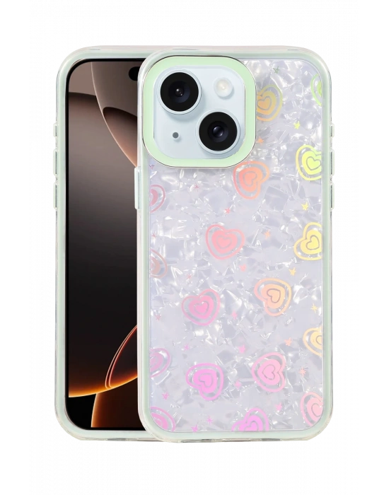 Newface Apple iPhone 15 Lumi Desenli Kapak - Yeşil