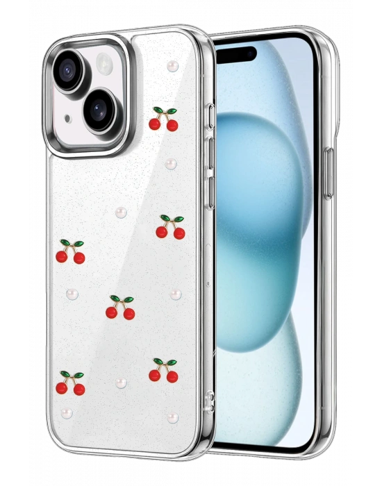 Newface Apple iPhone 15 Plus Fiyonk Desenli Kapak - Desen 9