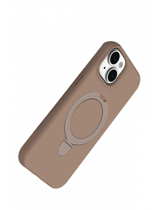 Newface Apple iPhone 15 Plus Regal Magsafe Standlı Kapak - Çöl Titanyum