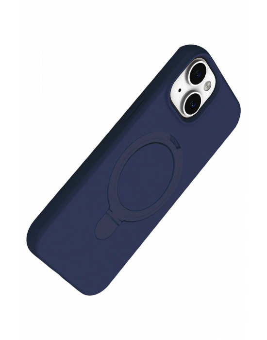 Newface Apple iPhone 15 Plus Regal Magsafe Standlı Kapak - Lacivert